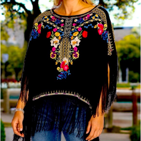 Johnny Was Tops - Johnny Was Royal Floral Poncho